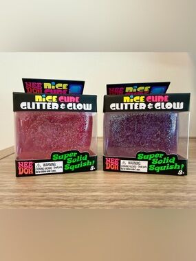 Nee Doh Nice Cube Glitter & Glow Cube Bundle - Pink and Purple